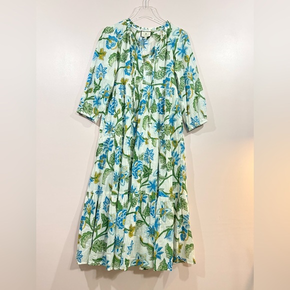 TUCKERNUCK Sea Glass Chintz Long Sleeve Salty Paloma Caftan Dress in a size XS - Picture 2 of 9